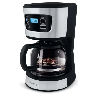 Sencor SCE 3700BK Coffee Maker, Ideal for Brewing 8 Cups of Coffee at Once, 0.75 Litre Water Tank, Glass Kettle, 700watt, 210 x 195 x 265, 1,3kg