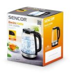 Sencor SWK 2090BK Electric Kettle, Volume 2.0L, 50-100 °C, Power Input: 2200 W, Central 360°,Glass, Black Line