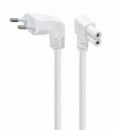 GMB Power cord (C7) with angled connectors, VDE approved, 2.5 m, white (PC-184L-VDE-2.5M-W)