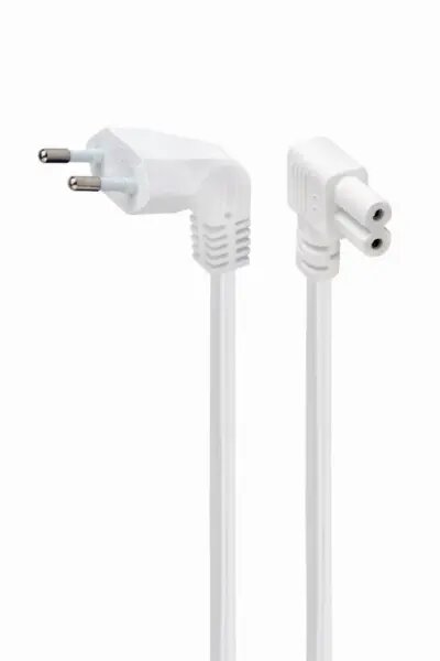 GMB Power cord (C7) with angled connectors, VDE approved, 2.5 m, white (PC-184L-VDE-2.5M-W)