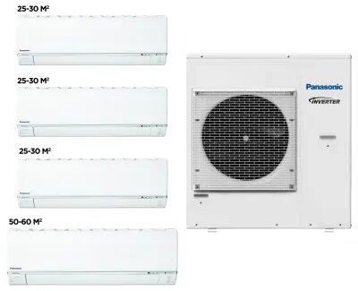 Panasonic CU-5E34PBD + CS-E9RKDW 3Pcs, CS-E18RKDW 1Pcs, Inverter, 150 - 160 კვმ2  (OUTDOOR)