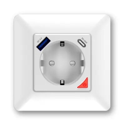 Moes WK-Y-EU-1U1C-WH-EN Wi-fi ჭკვიანი როზეტი სწრაფი დამტენი Type C და USB პორტით თეთრი