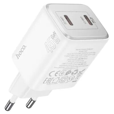Hoco N42 Elogiado dual-port PD45W (2C) charger white
