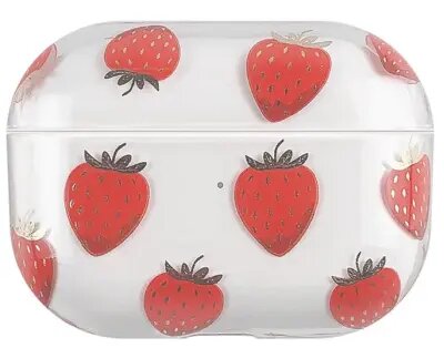 Pro 2 Hard PC Earbud Case Lacquered Fruit Flower Pattern Bluetooth Earphone Protective Cover- Strawberry