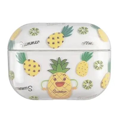 Pro 2 Hard PC Earbud Case Lacquered Fruit Flower Pattern Bluetooth Earphone Protective Cover - Pineapple