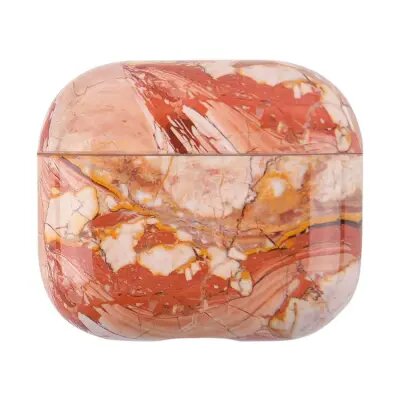 Pro 2 Anti-drop Hard PC Earbud Case Marble Pattern Bluetooth Earphone Protective Cover -Orange