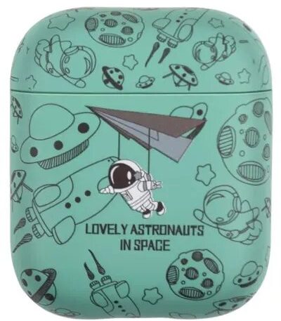 For Apple AirPods 2nd gen.TPU Earphone Charging Case Water Transfer Printing Protective Cover - Green Astronaut