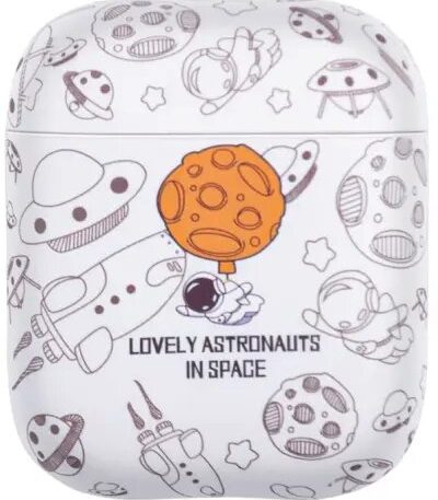 For Apple AirPods 2nd gen.TPU Earphone Charging Case Water Transfer Printing Protective Cover - White Astronaut