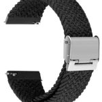 for Samsung Galaxy Watch 42mm Easy Adjustable Elastic Nylon Watch Band Replacement Watch Strap 20mm - Black