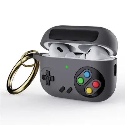 AirPods Pro 2 , Game Console Design Earbuds Anti-drop Cover with Ring Buckle - Grey