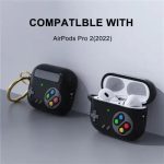 AirPods Pro 2 , Game Console Design Earbuds Anti-drop Cover with Ring Buckle - Grey