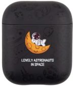 For Apple AirPods 2nd gen.TPU Earphone Charging Case Water Transfer Printing Protective Cover - Black Astronaut