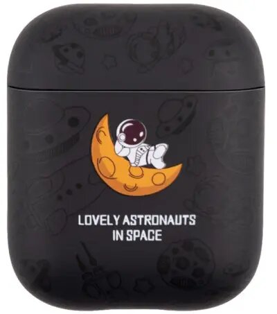 For Apple AirPods 2nd gen.TPU Earphone Charging Case Water Transfer Printing Protective Cover - Black Astronaut