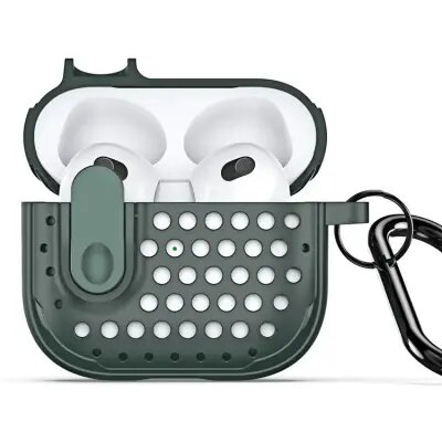 For Apple AirPods 3 DUX DUCIS PECM Series  Case TPU+PC Protective Cover with Keychain - Green