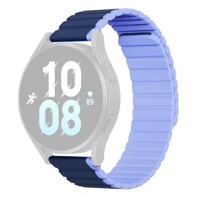 47mm Magnetic Watch Band 20mm Dual Color Silicone Strap - Dark Blue