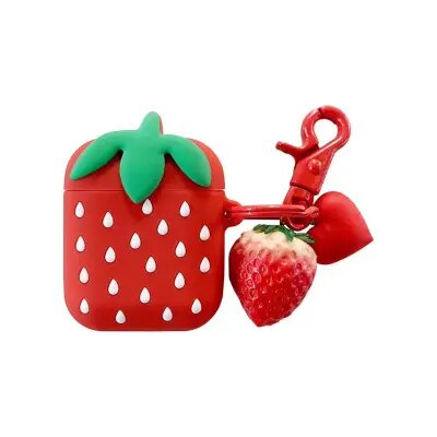 For Apple AirPods 2nd gen. Strawberry Pattern Silicone Case - Red