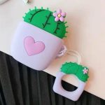 For Apple AirPods 2nd gen. Anti-fall Cactus Silicone AirPods Cover - Purple
