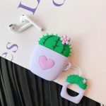 For Apple AirPods 2nd gen. Anti-fall Cactus Silicone AirPods Cover - Purple