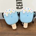 For Apple AirPods 3 Cartoon Ice Cream Design Earphone Cover Silicone Drop-proof Case with Anti-lost Buckle