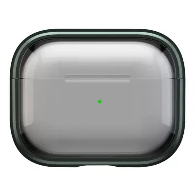 For Apple AirPods Pro 2 Case PC+TPU Bluetooth Earbud Cover Phone Stand with Carabiner - Transparent Army Green