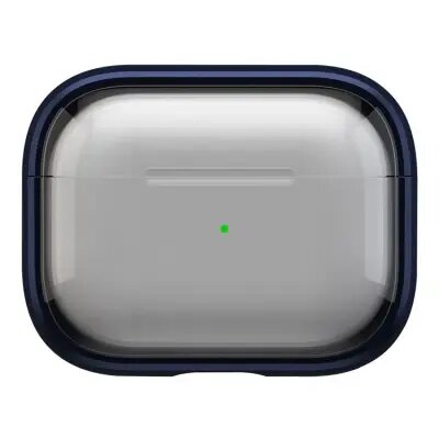 For Apple AirPods Pro 2 Case PC+TPU Bluetooth Earbud Cover Phone Stand with Carabiner - Transparent Deep Blue