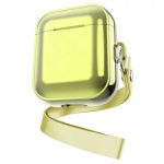 For Apple AirPods Pro 2 Charging Case Cover with Strap, Bluetooth Headset Soft TPU Case - Gold