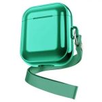 For Apple AirPods Pro 2 Charging Case Cover with Strap, Bluetooth Headset Soft TPU Case - Green