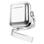 For Apple AirPods Pro 2 Charging Case Cover with Strap, Bluetooth Headset Soft TPU Case - Silver
