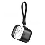 For Apple AirPods 2nd gen.ICARER Cowhide Leather AirPods Case with Strap - Black