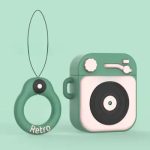 For Apple AirPods 2nd gen.Silicone Earphone Case+Finger Ring Strap - Dark Green