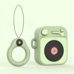 For Apple AirPods 2nd gen.Silicone Earphone Case+Finger Ring Strap - Light Green