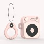 For Apple AirPods 2nd gen.Silicone Earphone Case+Finger Ring Strap - Pink
