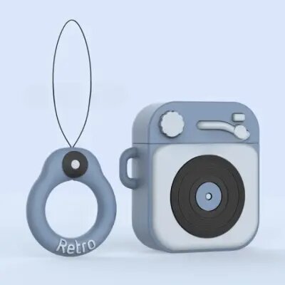 For Apple AirPods 2nd gen.Silicone Earphone Case+Finger Ring Strap - Blue For Apple AirPods 2nd gen.Silicone Earphone Case+Finger Ring Strap - Blue