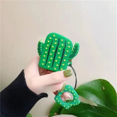 For Apple AirPods 2nd gen. Silicone Cover with Ring- Cactus