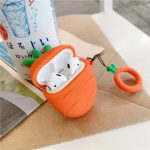 For Apple AirPods 2nd gen. Silicone Cover with Ring- Carrot