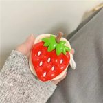 For Apple AirPods 2nd gen. Silicone Cover with Buckle - Strawberry