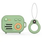For Apple AirPods Pro Phonograph Shape Silicone Protective Case with Strap - Green