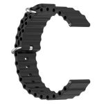 Gear Sport Universal 20mm Wave Design Silicone Replacement Strap Solid Color Wrist Band - Black