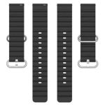 Gear Sport Universal 20mm Wave Design Silicone Replacement Strap Solid Color Wrist Band - Black