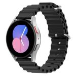 Gear Sport Universal 20mm Wave Design Silicone Replacement Strap Solid Color Wrist Band - Black