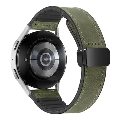 Huawei Watch GT 3 42mm Magnetic Genuine Cow Leather Watch Band, 20mm - Army Green