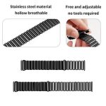 46mm Stainless Steel Wrist Band 20mm Adjustable Hollow Watch Strap - Black