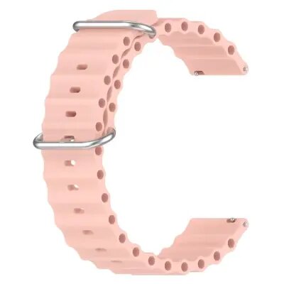 Gear Sport Universal 20mm Wave Design Silicone Replacement Strap Solid Color Wrist Band - Pink