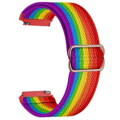 For Samsung Galaxy Watch6 Classic 47mm 43mm Watch Strap 20mm Adjustable Nylon Wrist Band - Rainbow