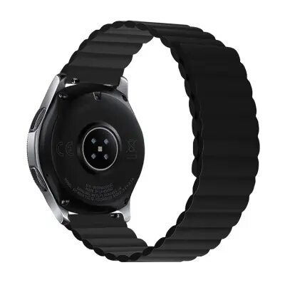 For Samsung Galaxy Watch 5 Silicone Watch Strap 20mm Magnetic Adjustable Wrist Band - Black