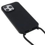 Shockproof Cover for iPhone 15 Pro Slim Case TPU Phone Shell with Long Strap - Black