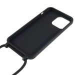 Shockproof Cover for iPhone 15 Pro Slim Case TPU Phone Shell with Long Strap - Black