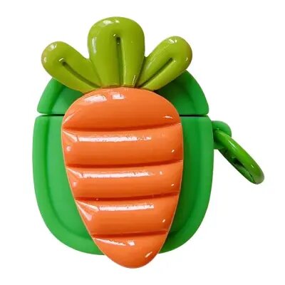 For Apple AirPods 2nd gen.Creative Fruit Earphone Case Silicone Cover with Buckle - Carrot