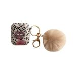 For Apple AirPods 2nd gen.Anti-Drop Cover Lip Leopard Pattern TPU Headset Case with Hair-Ball Pendant