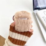 For Apple AirPods 2nd gen. Little Ghost Skull Earphone Case Soft Fluff Earbud Cover with Ring Buckle - Khaki
